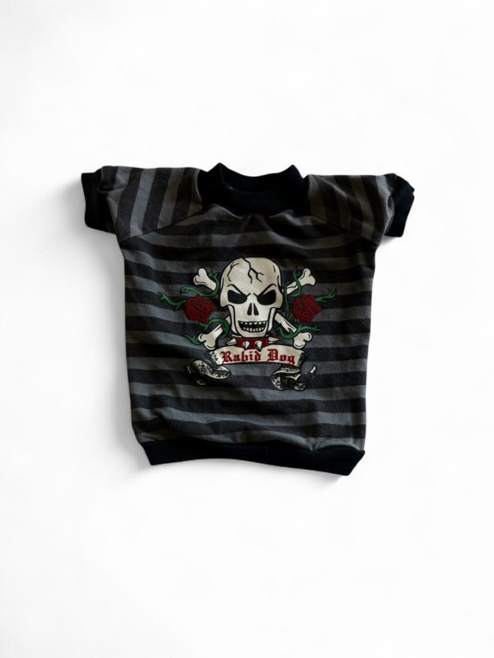 Dog is Love “Rabid Dog” Skull Striped Dog Shirt Size M